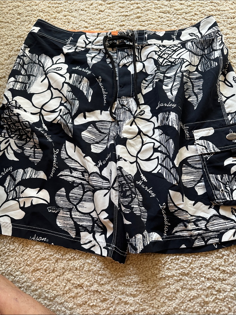 Harley-Davidson Black & White Floral Hybrid Shorts